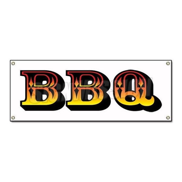 BBQ BANNER SIGN barbque bbq smoker ribs chicken cart signs bar-b-que